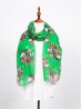 LINEN SCARF, FLOWERS ON SKULLS SCARF